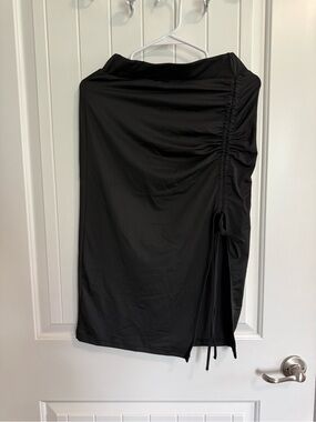 Black Ruched Side-Tie Women's Skirt
